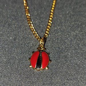 Vintage Child's Lady Bug Necklace - Like New Rare Find